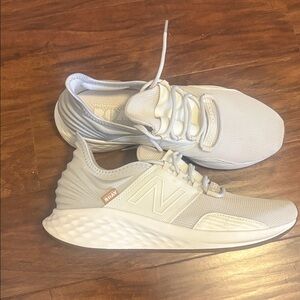 New Balance Mens Cream Athletic Shoes